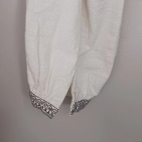 Free People Cotton Embroidered Crop Boho Hippie Festival Women's Blouse Size L - Picture 8 of 8